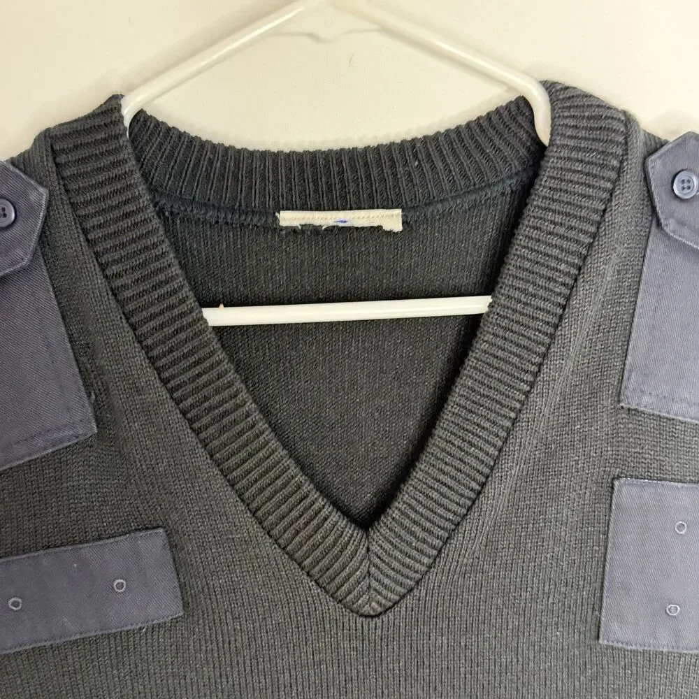 Sweater Vest Uniform Black With Blue Knit Size L VF Imagewear